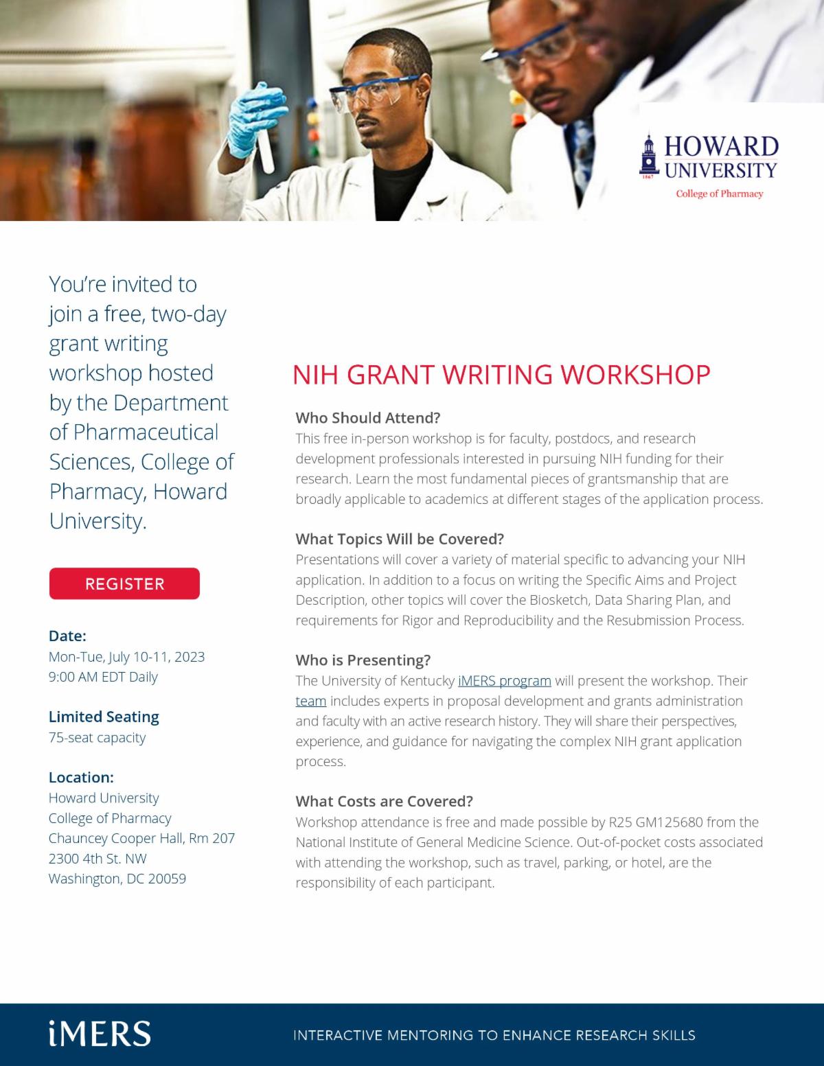 News And Events Howard University Provost S Office   NIH Grant Writing 