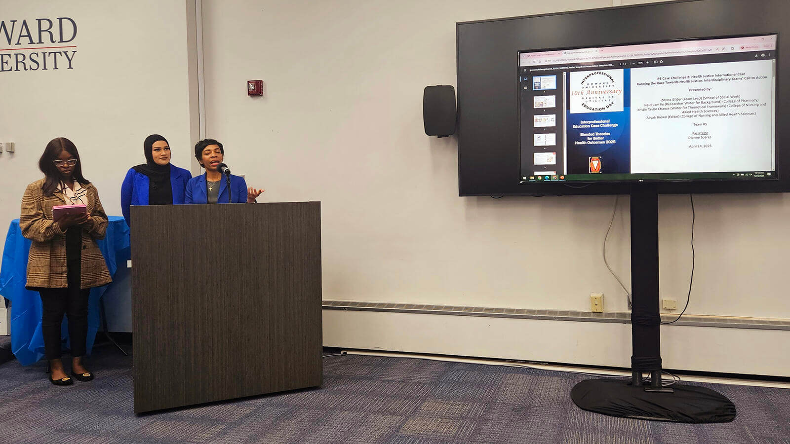 Team presenting on Health Justice