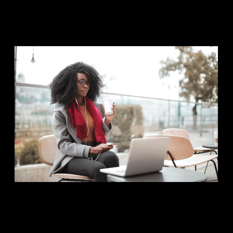 Image of woman working online