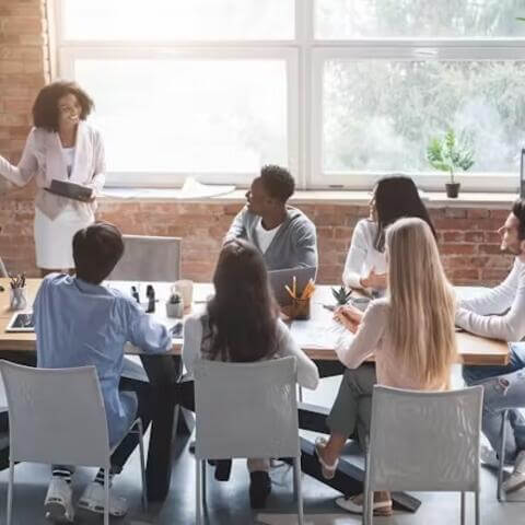 group of people at team meeting
